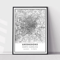 
              Greensboro, North Carolina Modern Map Print 
            
