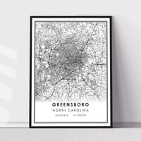 Greensboro, North Carolina Modern Map Print 