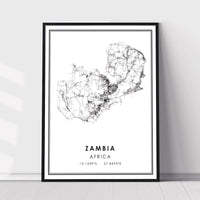 
              Zambia, Africa Modern Style Map Print 
            