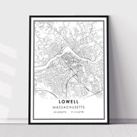 Lowell, Massachusetts Modern Map Print 