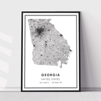 Georgia, United States Modern Style Map Print 
