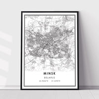 Minsk, Belarus Modern Style Map Print