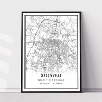 
              Greenville, North Carolina Modern Map Print 
            