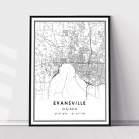 Evansville, Indiana Modern Map Print 