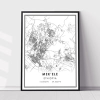 
              Mekelle, Ethiopia Modern Style Map Print 
            