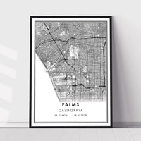 Palms, California Modern Map Print 
