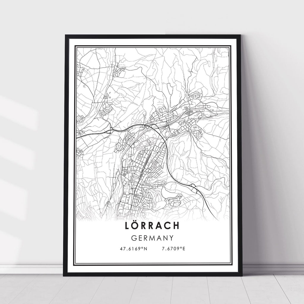 Lorrach, Germany Modern Style Map Print 