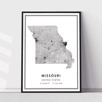 Missouri, United States Modern Style Map Print 