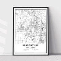 Bentonville,  Arkansas Modern Map Print 