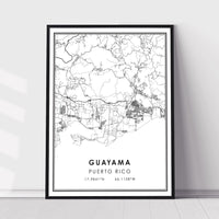 Guayama, Puerto Rico Modern Style Map Print