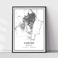 
              Cancun, Mexico Modern Style Map Print 
            