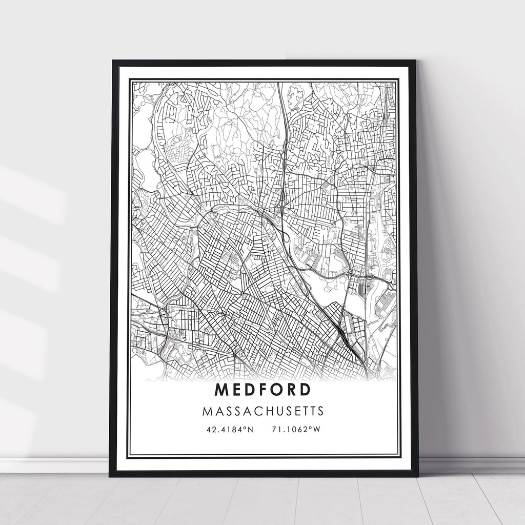 Medford, Massachusetts Modern Map Print