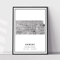 
              Kansas, United States Modern Style Map Print 
            