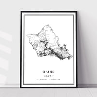 
              Oahu, Hawaii Modern Map Print 
            
