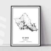 Oahu, Hawaii Modern Map Print 