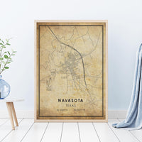 
              Navasota, Texas Vintage Style Map Print 
            