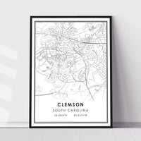 
              Clemson, South Carolina Modern Map Print 
            
