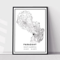 
              Paraguay, South America Modern Style Map Print
            