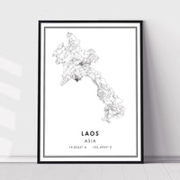 
              Laos, Asia Modern Style Map Print 
            