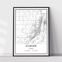 
              Clinton, Iowa Modern Map Print
            