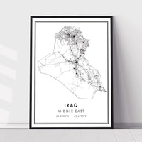 
              Iraq, Middle East Modern Style Map Print 
            
