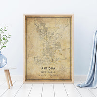 
              Antigua, Guatemala Vintage Style Map Print
            