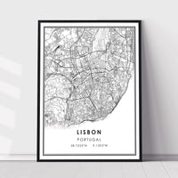 
              Lisbon, Portugal Modern Style Map Print 
            