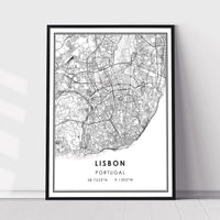 Lisbon, Portugal Modern Style Map Print 