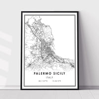 Palermo Sicily, Italy Modern Style Map Print 