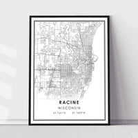 Racine, Wisconsin Modern Map Print