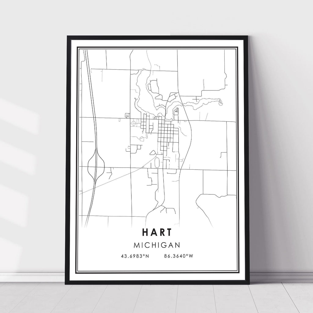 Hart, Michigan Modern Map Print 