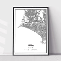 Lima, Peru Modern Style Map Print 