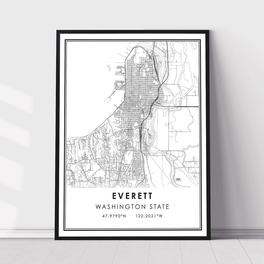 Everett, Washington State Modern Map Print 