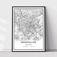 
              Montpellier, France Modern Style Map Print
            