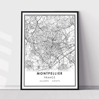 Montpellier, France Modern Style Map Print