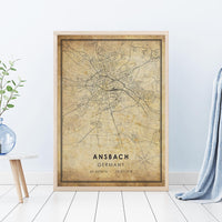 
              Ansbach, Germany Vintage Style Map Print
            