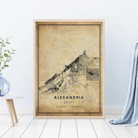 
              Alexandria, Egypt Vintage Style Map Print 
            