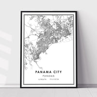 Panama City, Panama Modern Style Map Print 