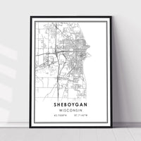 Sheboygan, Wisconsin Modern Map Print 