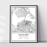 
              Auckland, New Zealand Modern Style Map Print 
            