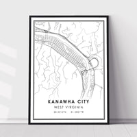 Kanawha City, West Virginia Modern Map Print 