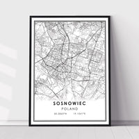 
              Sosnowiec, Poland Modern Style Map Print 
            