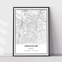 Jerusalem, Israel Modern Style Map Print 