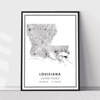 
              Louisiana, United States Modern Style Map Print 
            