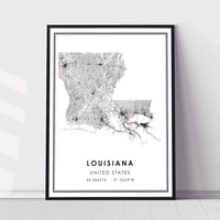 
              Louisiana, United States Modern Style Map Print 
            