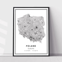 Poland, Europe Modern Style Map Print 