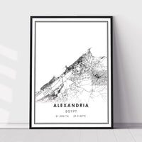 Alexandria, Egypt Modern Style Map Print 