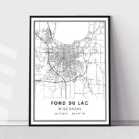 
              Fond du Lac, Wisconsin Modern Map Print
            