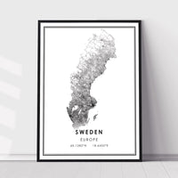 Sweden, Europe Modern Style Map Print