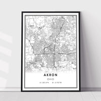 Akron, Ohio Modern Map Print 